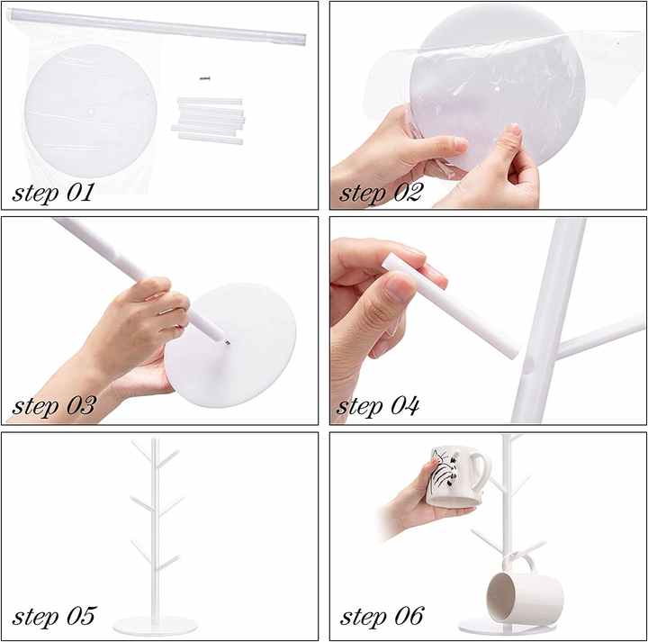 SPEACOUR Portabicchieri Ad Alberello In Legno Naturale - 6 Ganci Per Tazze Da Caffè E Tè - Design Compatto 32cm - Foto 11