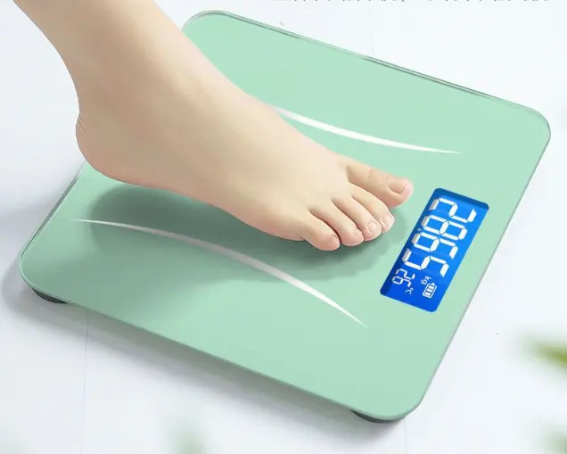 Báscula de cuerpo humano con pantalla LCD de 180kg, báscula de baño doméstica con temperatura y batería, ventas directas de fábrica