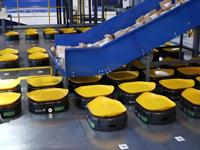 Équipement de tri automatique des colis Trieur de colis robotisé Trieur de colis petit robot Trieur de colis Expree Robot de tri de voiture jaune