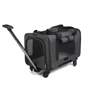 Voyage détachable transporter sac à bagages respirant chariot transporteur pour animaux de compagnie sud-ouest approuvé transporteur pour animaux de compagnie poussette pour animaux de compagnie