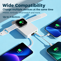 Batterie externe portable 10000 mAh avec logo personnalisable, câbles de charge intégrés, charge rapide sans fil magnétique et écran LED