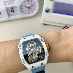 <span class=keywords><strong>Orologio</strong></span> Meccanico RM 27-02 di Lusso con Cassa in Carbonio NTPT <span class=keywords><strong>Bianco</strong></span> TPT, Tourbillon Manuale, <span class=keywords><strong>Quadrante</strong></span> Scheletrato, <span class=keywords><strong>Orologio</strong></span> Sportivo da Uomo, Novità Top - Product Image 2