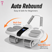 Roue abdominale à rebond automatique avec support pour les coudes et minuteur, antidérapante, grande taille, pour le renforcement du tronc