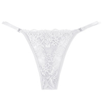Culotte string en nylon tricoté blanc à dentelle florale pour femme, transparente, à fines bretelles, sexy, respirante, taille basse, vente en gros, OEM ODM