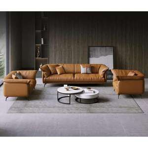 Moderno Juego de Sofás Seccionales Modulares de Cuero Genuino Italiano, Muebles para el Hogar, Sofá para Sala de Estar - Product Image 5