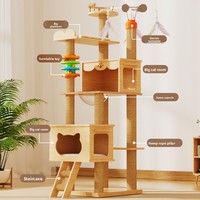 WINNERS-LC Arbre à chat, lit et maison pour chat, design capsule spatiale, en bois de pin durable, griffoir en chanvre, style épuré, toutes saisons