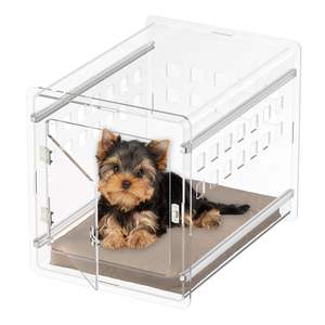 Kapalı uç masa köpek sandık kilitlenebilir havalandırmalı Modern köpek kulübesi en küçük köpek kedi Pet için şeffaf akrilik köpek sandık - Product Image 2