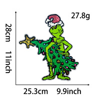 Grandes écussons thermocollants en chenille pailletée Grinch de Noël, broderies et appliques pour vêtements et sweats à capuche, motif arbre de Noël et thème festif