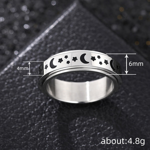 Bague rotative étoile et lune pour hommes et femmes, accessoires unisexes pour usage quotidien - Product Image 4