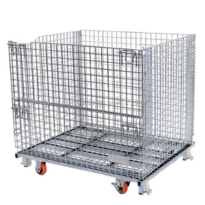 Lưới Thép <span class=keywords><strong>Container</strong></span> Pallet Kim Loại Logistic Box Thép <span class=keywords><strong>Stackable</strong></span> Ráp Mạ Kẽm Lưu Trữ Cage - Product Image 1