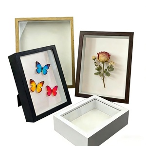 Cadre <span class=keywords><strong>en</strong></span> <span class=keywords><strong>bois</strong></span> 3D écologique très vendu, épaisseur 4,5 cm, blanc/noir, A4/A3, pour fleurs séchées et spécimens, rangement - Product Image 6