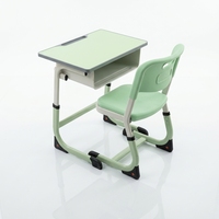 Meubles scolaires compacts pour étudiants, ensemble bureau et chaise pour salle de classe, bureau d'étude réglable en hauteur, ensemble en bois