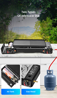 Kompor Gas Camping Tungku Tunggal Butana Hitam Portabel Plastik ABS & Paduan Aluminium Dapur Luar Ruangan Kapasitas <1L