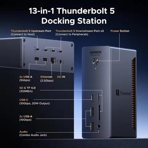 Revodok Max UGREEN 2131 <span class=keywords><strong>Thunderbolt</strong></span> 5 <span class=keywords><strong>Dock</strong></span> <span class=keywords><strong>Station</strong></span> 13 en 1, Transferencia de 120 Gbps, Pantalla Única 8K, Pantalla Dual 6K60Hz, 2.5GbE, SD/TF 4.0 - Product Image 4