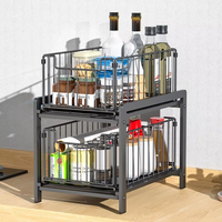 Étagère de rangement sous l'évier MIXWARES |   Étagère à épices en métal pour comptoir et armoire de cuisine, étagère de présentation à plusieurs niveaux