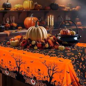 Rectangle Polyester Halloween <b>Tablecloth</b> Indoor Birthday <b>Party</b> Supplies Decorations with Pumpkins for Hotels - Product Image 5
