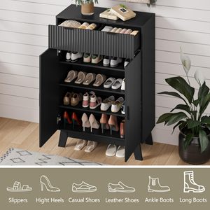 Zapatero Moderno <span class=keywords><strong>de</strong></span> Acero Blanco con 3 Cajones, Fácil <span class=keywords><strong>de</strong></span> Montar, Estantes Ajustables, Antivuelco, Montaje en Pared para Sala <span class=keywords><strong>de</strong></span> Estar/Apartamento - Product Image 4