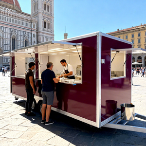 Remolque de Comida Callejera para Exteriores, Carrito de Postres, Smoothies, Café, Cupcakes, Helados y Dulces, de Acero Inoxidable Resistente a la Corrosión - Product Image 1