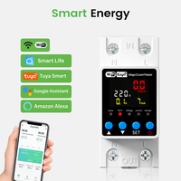 Interruptor de Circuito Monofásico Inteligente Tuya para Hogar, con Medición de Energía Solar, WiFi, Protector de Voltaje DIN, Control Remoto LED, Fabricado en PC