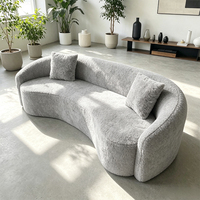 Canapé double inclinable en tissu couleur crème, compressé sous vide, en forme d'arc, garni d'éponge, minimaliste, deux places pour petits espaces