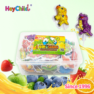 Sucettes Gélifiées en Gros Personnalisées Marque Privée Dinosaures Amusants Dessins Animés Fruitées Bâtonnets à Mâcher Colorés Collation Adaptée aux Enfants Sans - Product Image 4