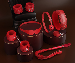 Set di 6 Pezzi per Bondage SM: Cavigliere, Polsiere, Collari, Catene, Mordicchiatori, Frusta, Giocattoli Sessuali Fantasy per Uso Femminile - Product Image 4