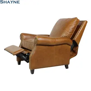 Shayne Public Company Furniture Factory High-end Customize Brown Airport Lounge Sinuous Spring Suspension Wood Recliner Chair