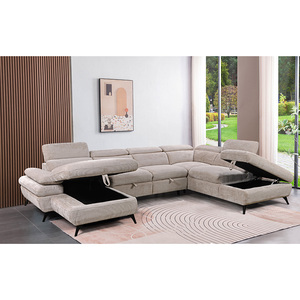 Sofá Cama Seccional en Forma de L de Dos Plazas con Diseño Europeo, Tapizado en Tela, con Almacenamiento y Esponja, Ideal para Sala de Estar, Apartamentos y Centros Comerciales - Product Image 5
