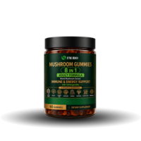 Gummies aux champignons 8-en-1 Marque Blanche OEM ODM, Mélange Adaptogène, Immunité et Vitalité, Vegan BerryGummy 60 unités
