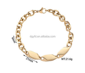Bracelet chaîne <span class=keywords><strong>gourmette</strong></span> classique en acier inoxydable avec logo gravé, maillons plats, bijou intemporel pour cadeau de <span class=keywords><strong>couple</strong></span>, personnalisable - Product Image 6
