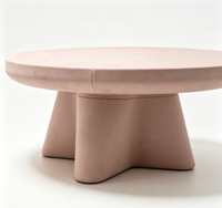 Table basse ronde Elloak, table basse à piétement étoilé rose blush avec finition en daim mat pour salon, style moderne