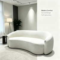 Canapé inclinable trois places nordique rembourré avec rembourrage en éponge, design incurvé pour salons d'appartements et de villas