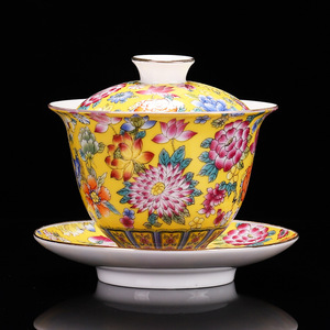 Selling Wholesale New Ceramic Chinese Pattern Porcelain Gaiwan Tea <b>Cups</b> <b>Set</b> - Product Image 3