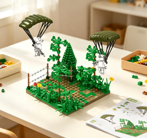 Ensemble de blocs de construction militaires en ABS, mini-soldat parachutiste, scène de <span class=keywords><strong>bataille</strong></span> en forêt, briques de jeu pour enfants, cadeau - Product Image 6