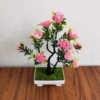 Arrangement floral artificiel de 50 roses en pot, moulées à la main en plastique, pour décoration intérieure/extérieure de bureau et de maison