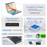 Laptop Layar Ganda Intel N100 CPU 14 Inci 1920*1280 Layar Sentuh DDR5 16GB M2 SSD Laptop YOGA Notebook Tablet PC