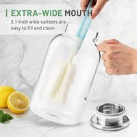 Carafe en verre borosilicate avec couvercle, facile à nettoyer, résistante à la chaleur, avec poignée, pour boissons chaudes/froides, thé froid