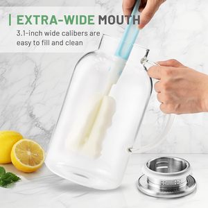 Caraffa in Vetro Borosilicato con Coperchio, Facile da Pulire, Resistente al Calore, con Manico per Bevande Calde/Fredde e Tè Freddo - Product Image 5
