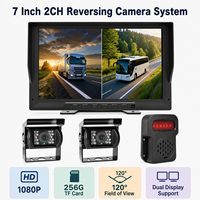 Système de caméra de recul 2 canaux 7 pouces avec moniteur DVR HD pour camions, bus et véhicules de flotte, avec fonction de stationnement en marche arrière et enregistrement vidéo
