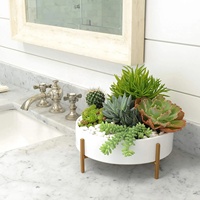 Pot de fleur en céramique blanche de 10 "avec support au milieu du siècle grands bols de jardinière succulente jardinières pour plantes d'intérieur