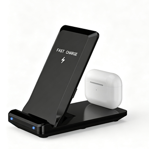 15W Magnetic 2-in-1 Wireless Charging <b>Stand</b> with Type-C for Smartphone and Earbuds Vertical <b>Phone</b> Holder for Home Office - Product Image 4