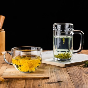Transparent Glass <b>Mug</b> With Handle 400Ml Heat Resistant For Tea Beer Party Use Solid Color Cup - Product Image 2