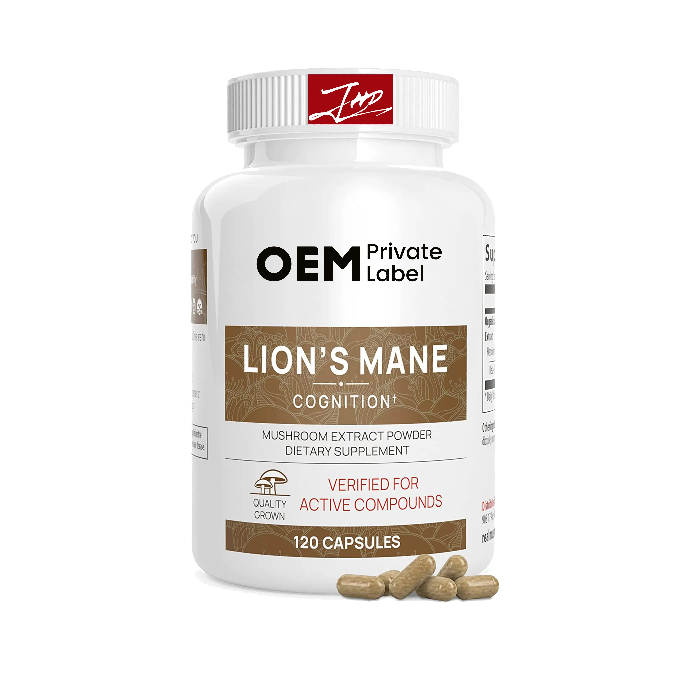 cGMP-Fabrik Eigenmarke Pilz-Supplements 500 mg rein vegane Lions Mane Pilzextrakt-Kapseln