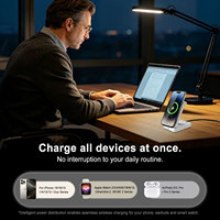Station de charge sans fil magnétique portable pour écouteurs, montre et téléphone, chargeur sans fil pliable 3 en 1 pour iPhone, iWatch et AirPods