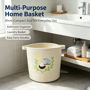 Panier de rangement pliable en corde de coton brodé motif nid d'oiseau, grande capacité pour jouets d'enfants, livres, <span class=keywords><strong>linge</strong></span>, décoration de chambre d'enfant - Product Image 3