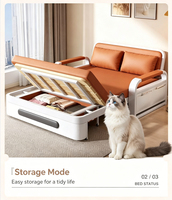 Neues Klappbares Leder-Sofabett mit Doppelfunktion, Modernes Einzelbett mit Stauraum für Schlafzimmer, Balkon, Kleine Haushalte, Konvertierbar und Ausziehbar