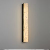 Applique murale moderne minimaliste en marbre, bande en cuivre plein et albâtre, éclairage LED pour tête de lit et décoration murale de fond