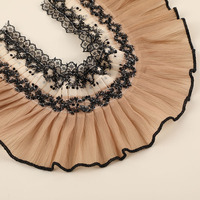 Accessoires haut de gamme pour femmes : garniture en dentelle maillée personnalisée, volants plissés, dentelle en tulle perlée pour ourlets et poignets de robes de soirée