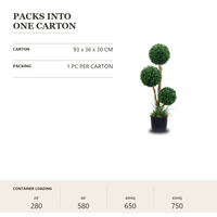 Arbre topiaire en buis artificiel | Plante en pot de feuilles de Milan à triple boule | Faux verdure décorative pour la maison et le jardin
