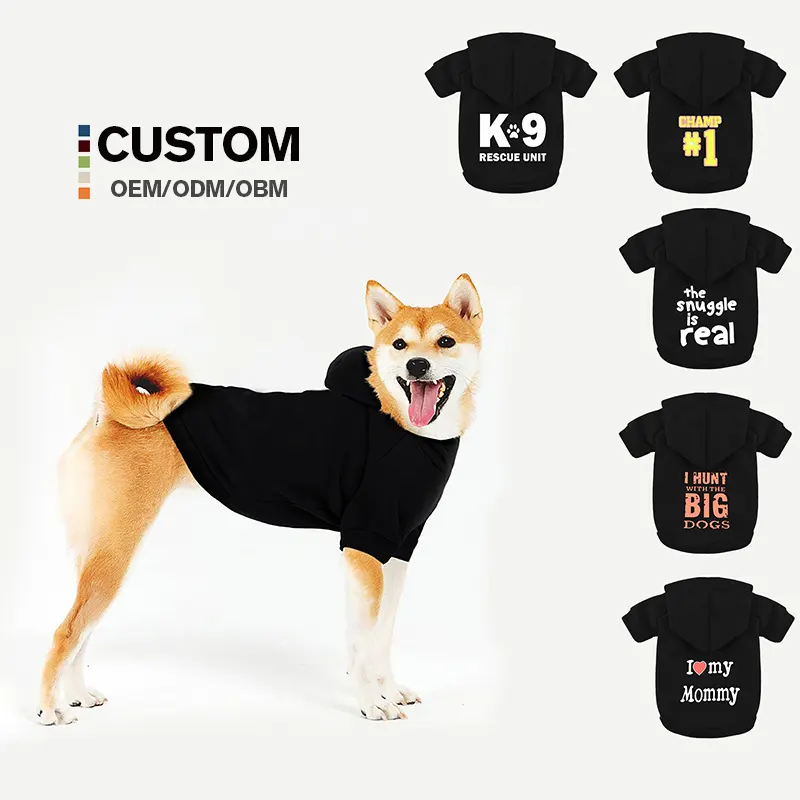 Roupas para cães com capuz personalizadas em branco para animais de estimação, roupas multicoloridas baratas e macias para cães